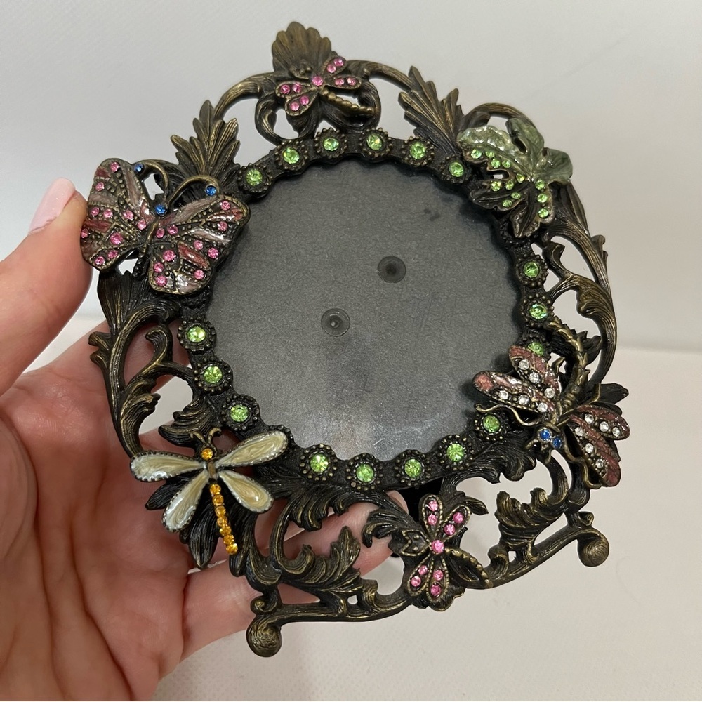 Beautiful Jeweled Dragonflies Butterfly Circle Picture Frame - Picture 3 of 4